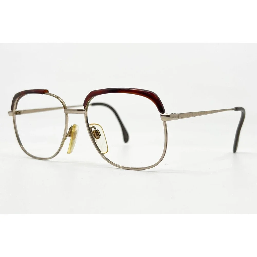 Metzler Eyeglasses Frames Mens Gold Brown Vintage Germany 54-16-135